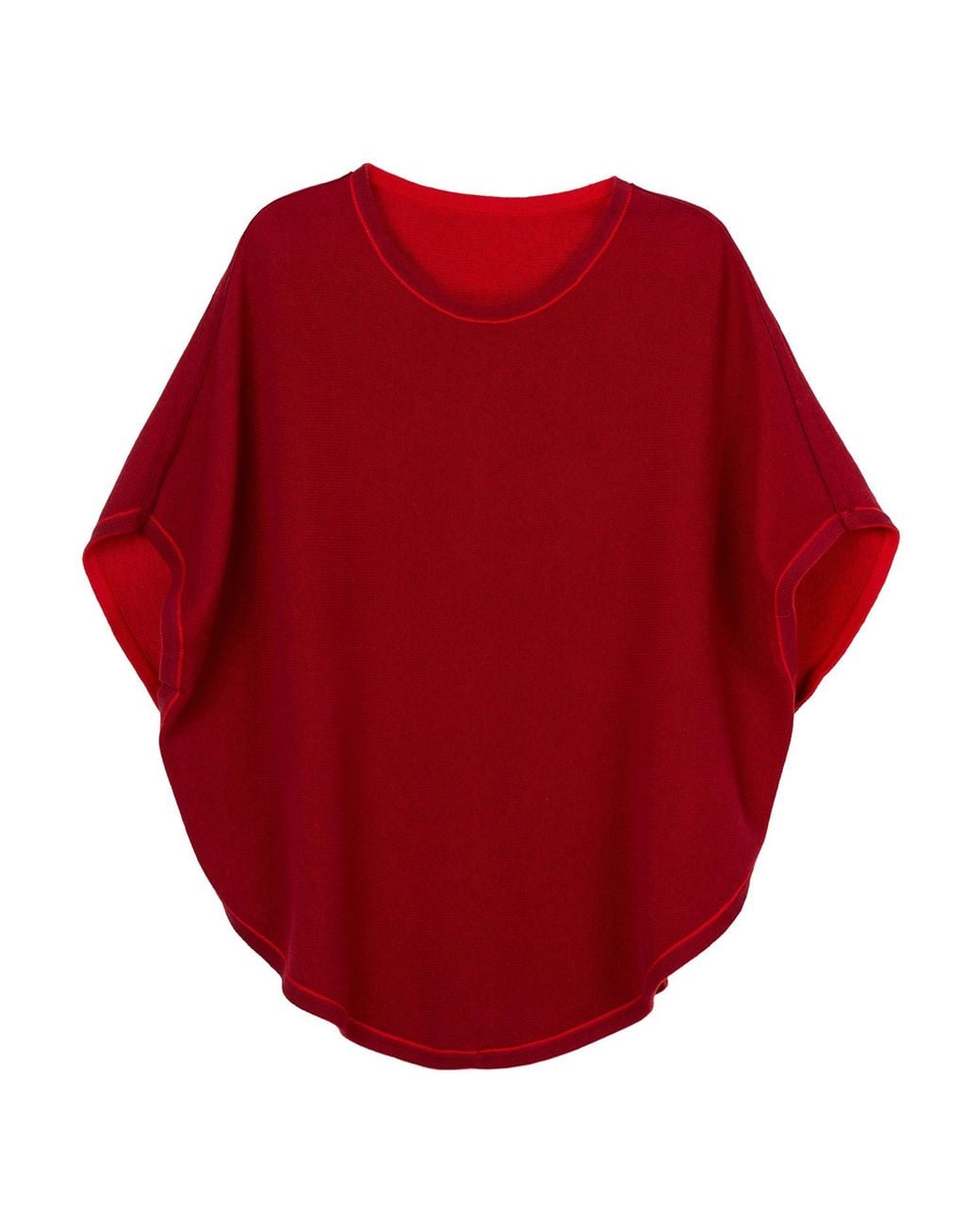 Cove Red Flora Cotton Cashmere Reversible Poncho & Spice