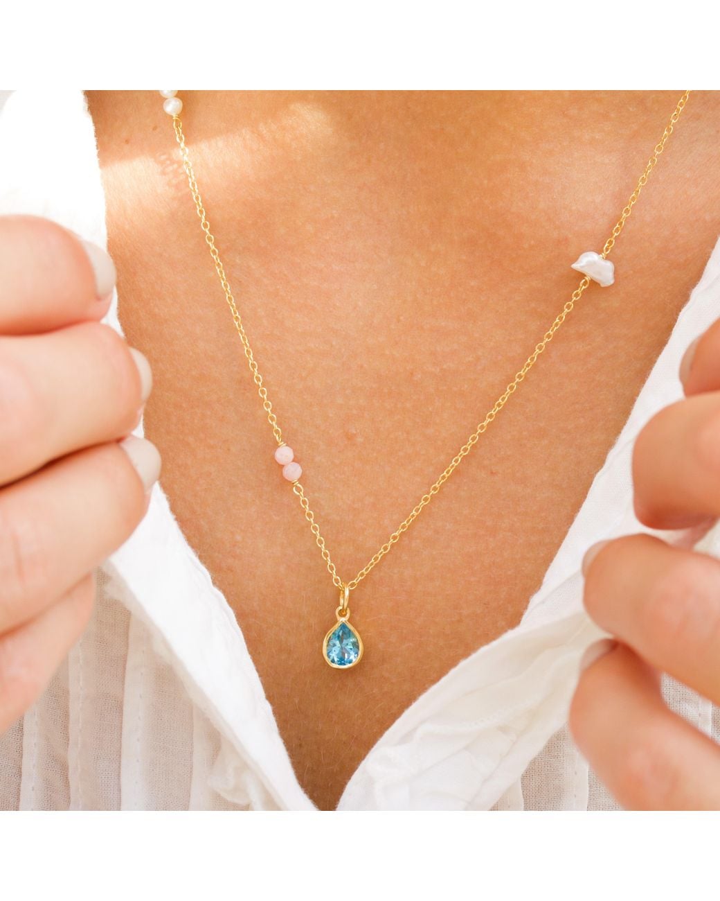 With Love Darling Metallic Water Drop Gaia Necklace