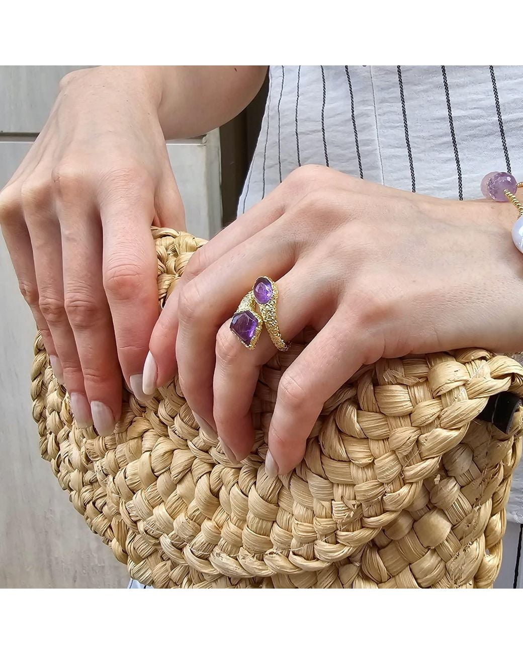 Farra Purple Amethyst Open Ring