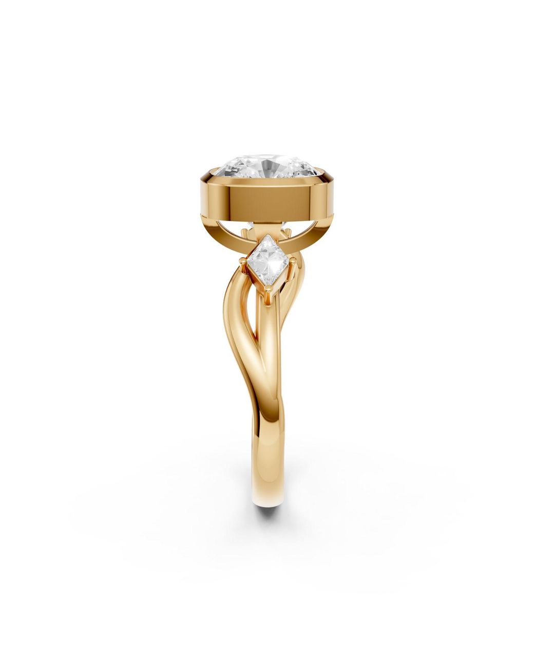 Aya Fine Jewelry White Sienna Cushion & Kite Lab Grown Diamond Trilogy Engagement Ring