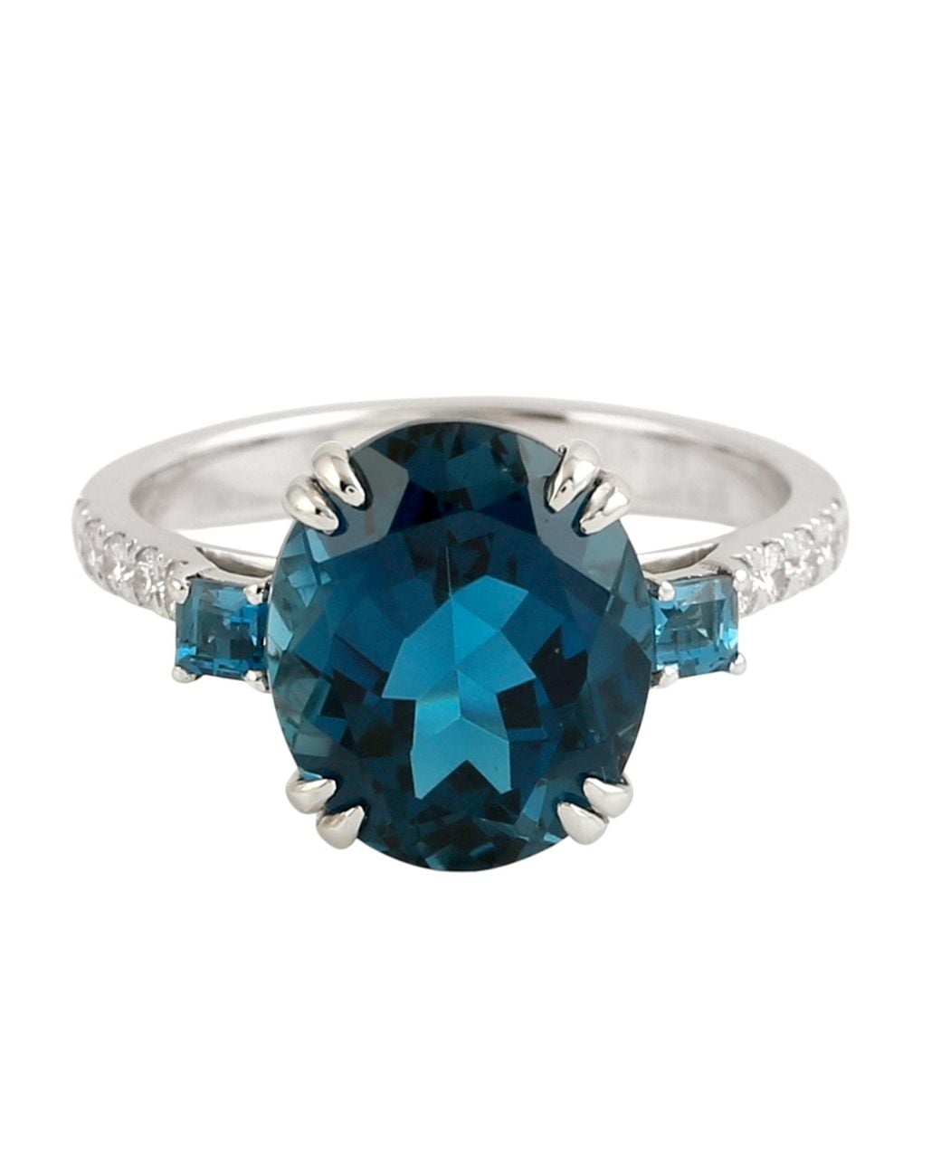 Artisan Blue 14K Oval London Topaz & Diamond Cocktail Ring