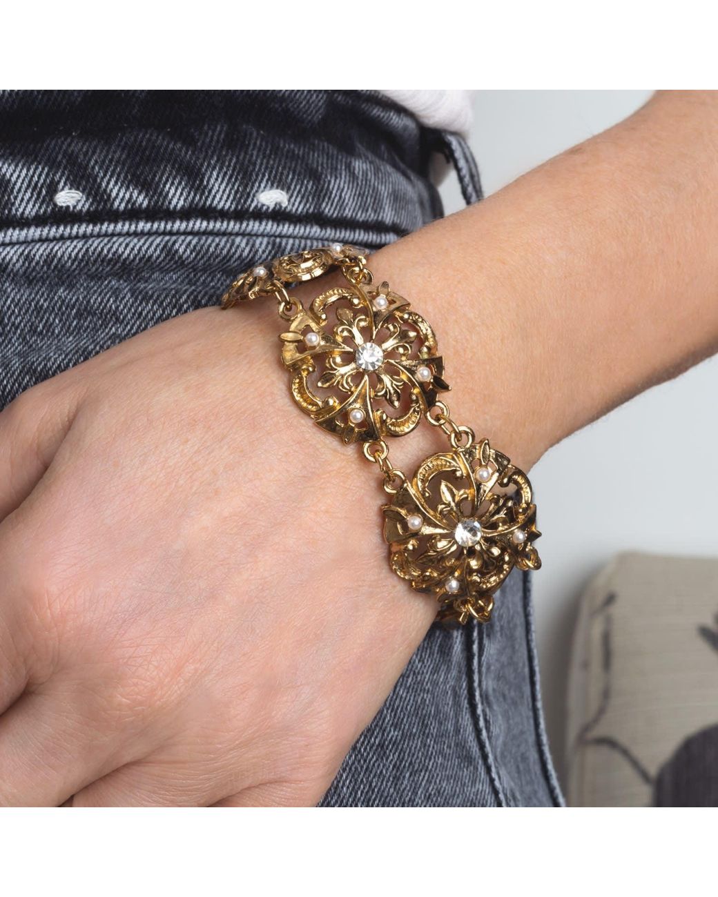 Caramel Vintage Jewellery Metallic Vintage Plated Heirloom Bracelet for men