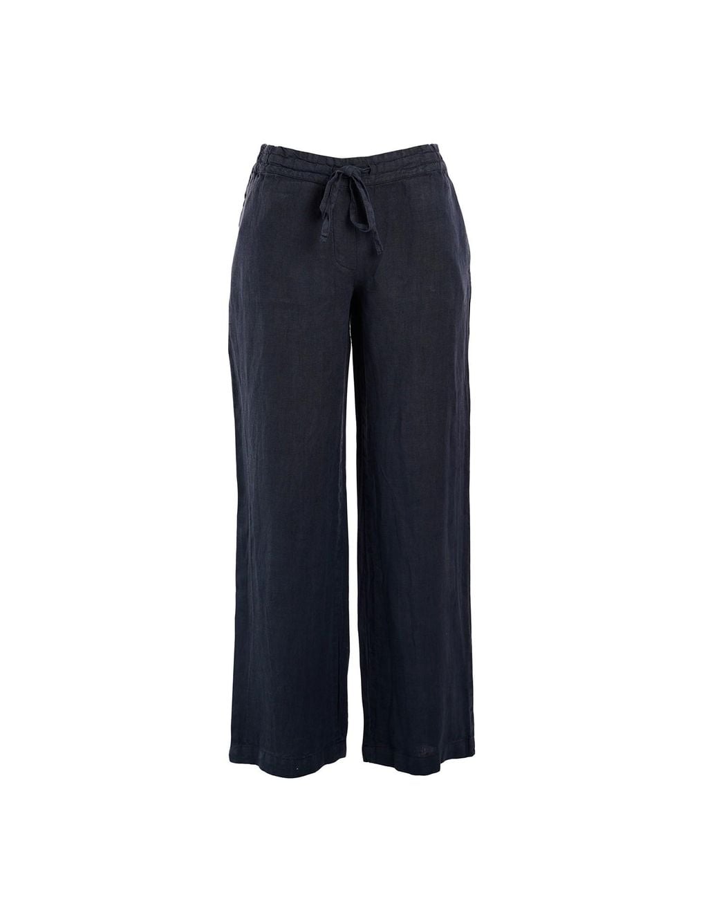 Haris Cotton Blue Solid Wide Legged Linen Pants