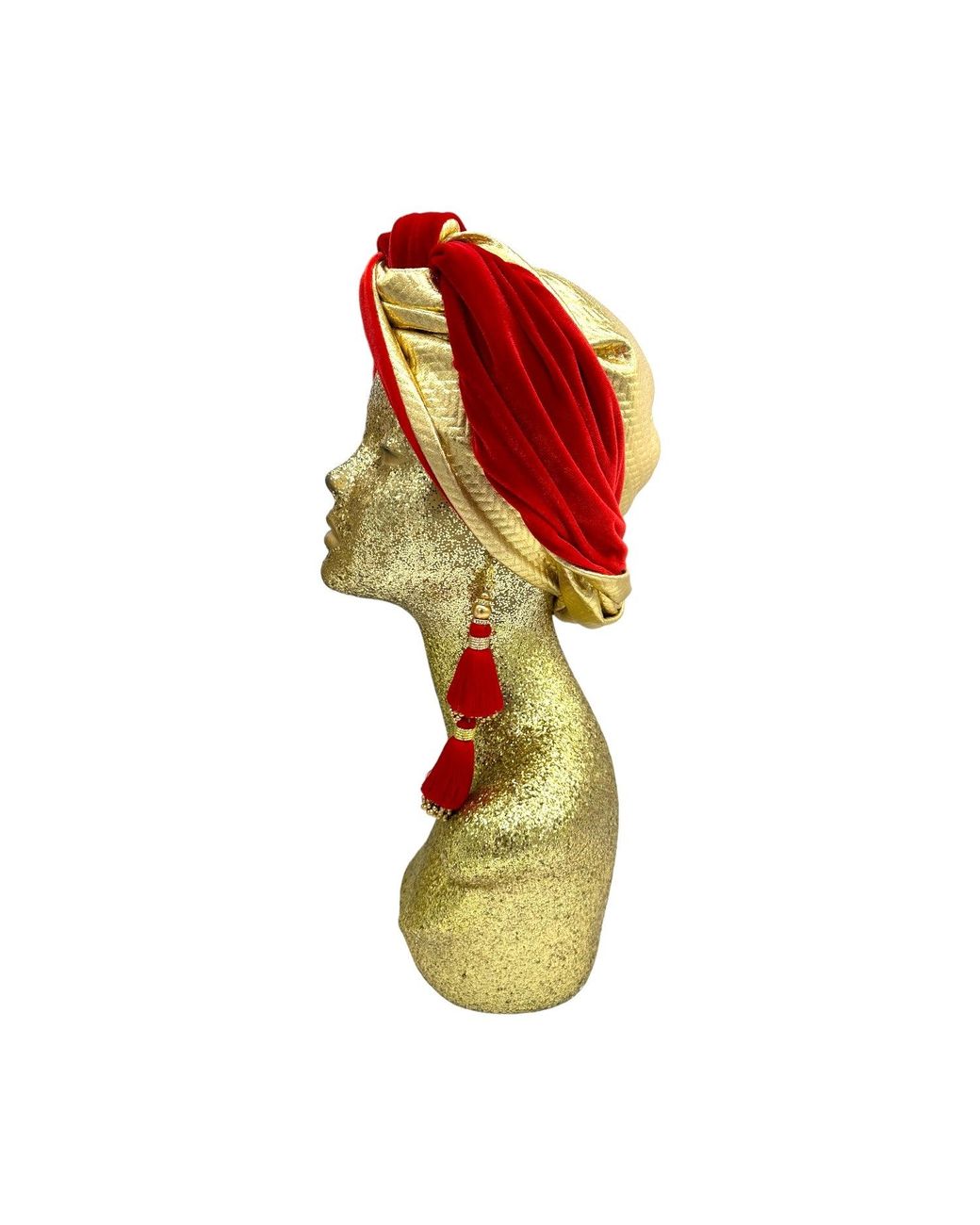 Julia Clancey Red Zia Golden & Ruby Mini Dorado Reversible Turban
