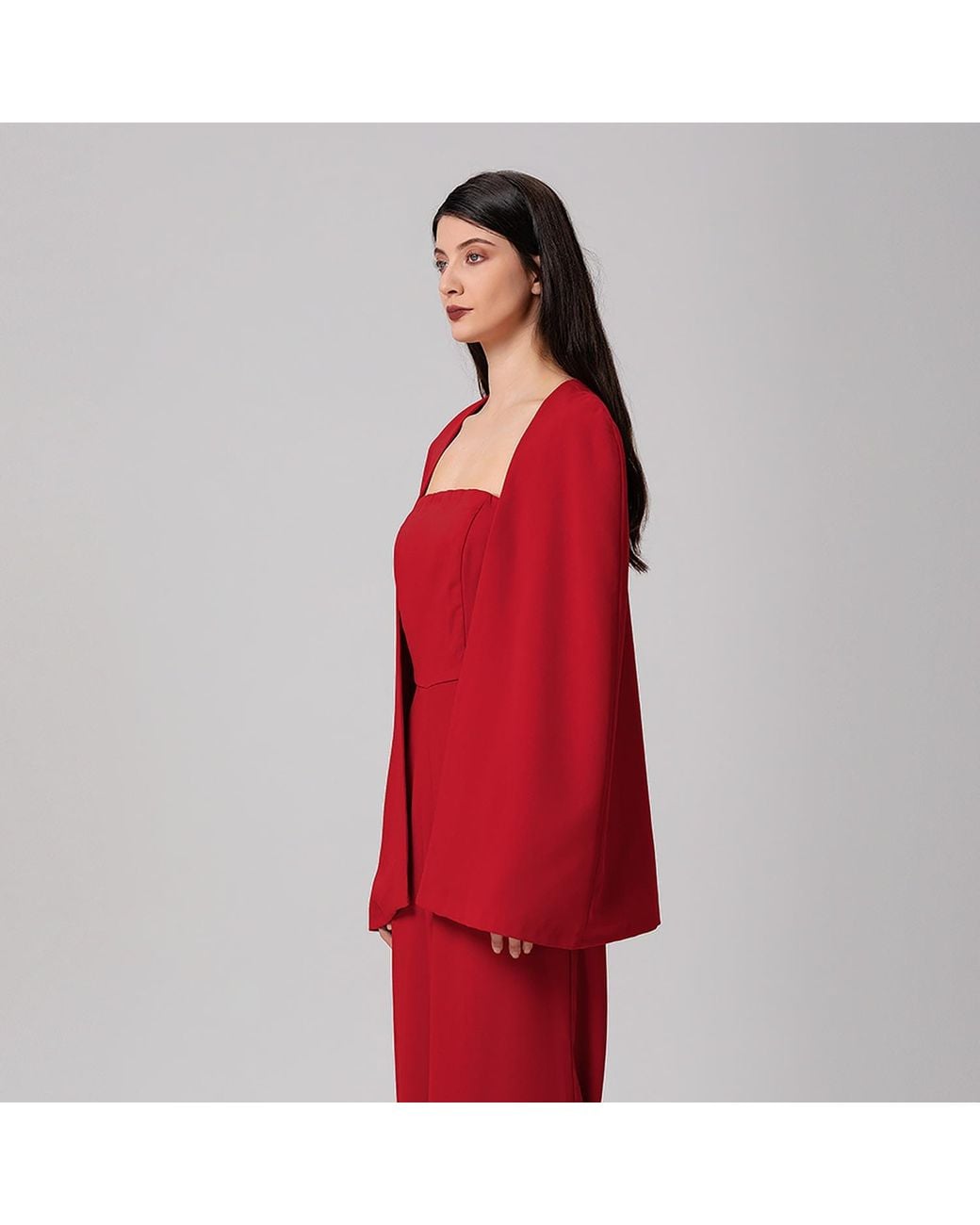 Smart and Joy Red Minimalist Evening Cape