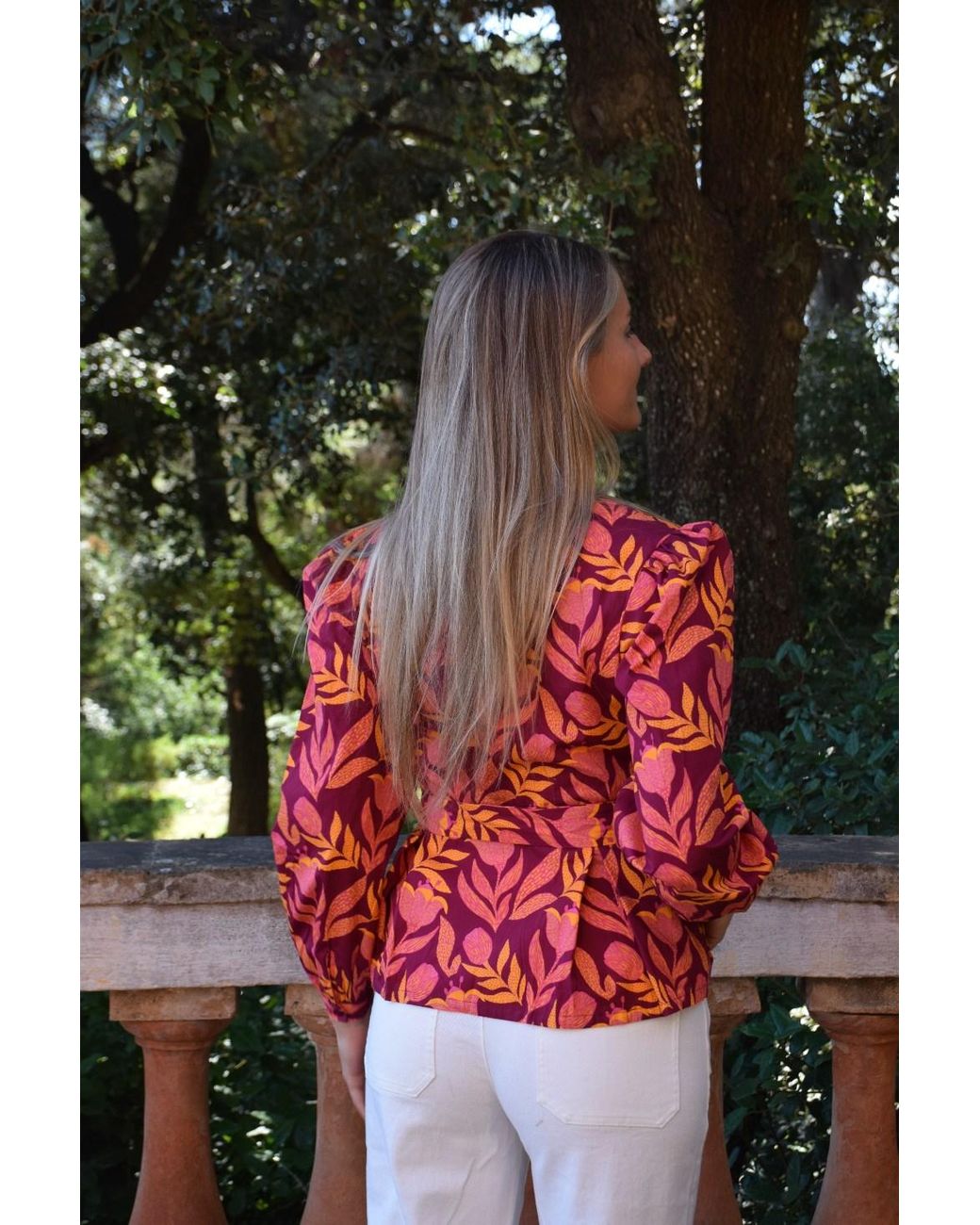 Mind Traveler Red Beth Burgundy Floral Blouse