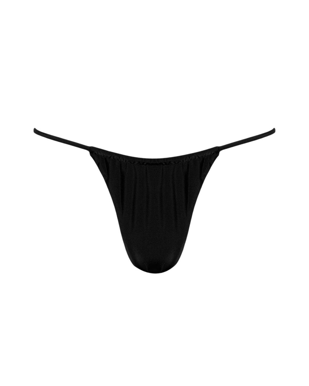 Playaluxe Black Capri Ruched String Bikini Bottom