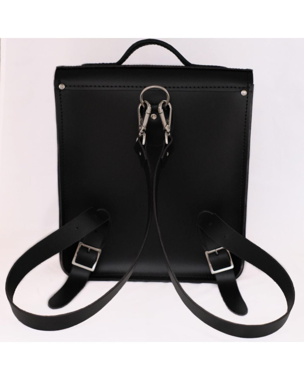 Zatchels Black Handmade Leather City Backpack