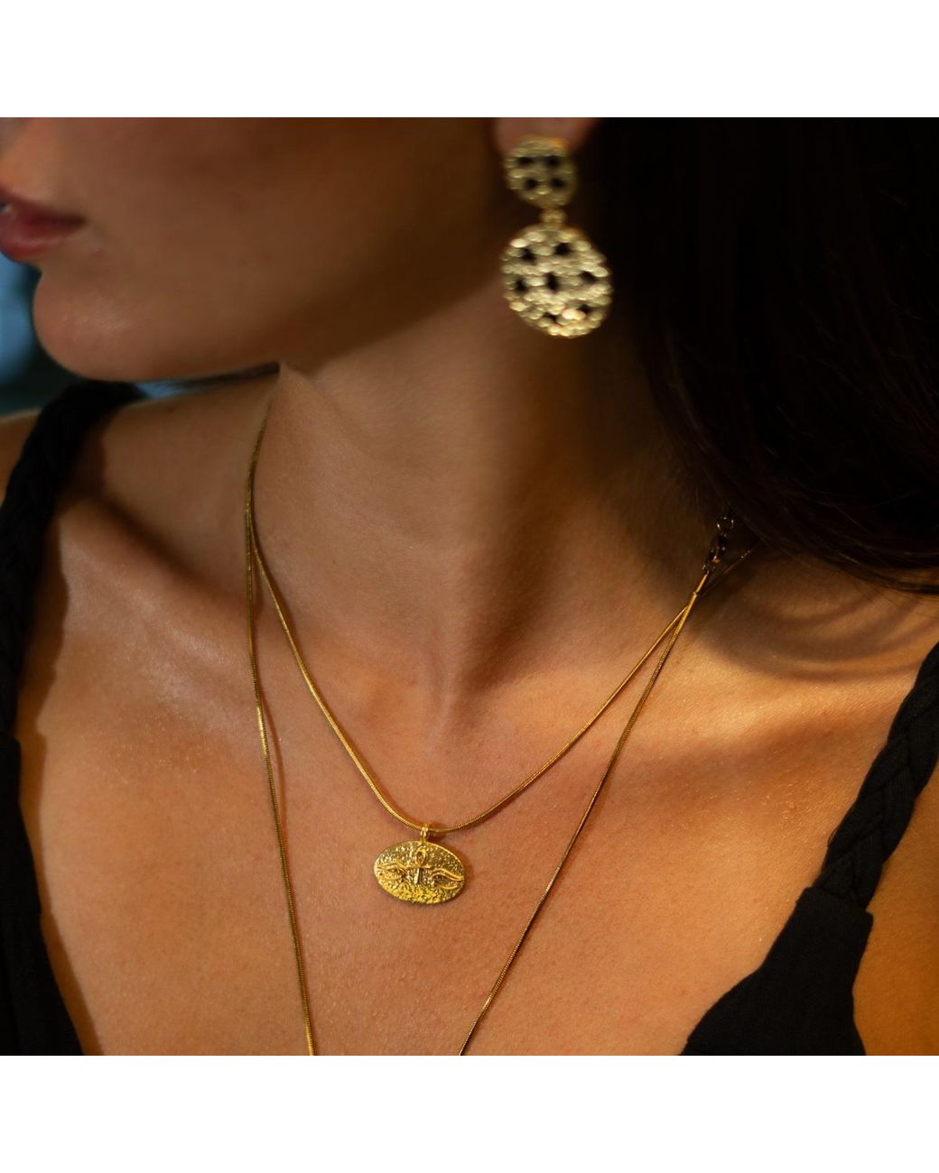 Ebru Jewelry Metallic Eternal Vision Ankh Medallion Necklace
