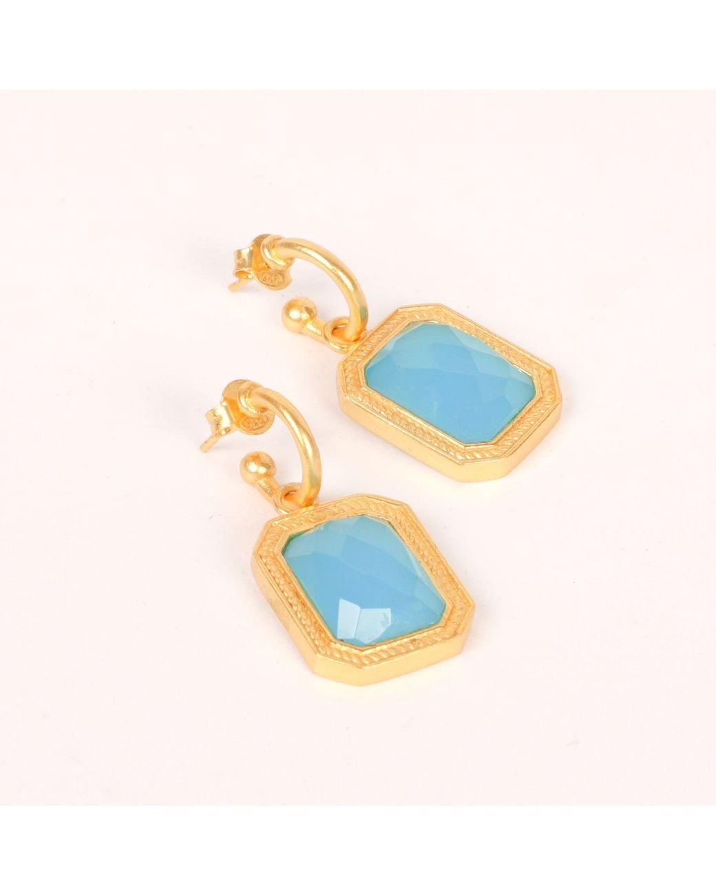 Lila Rasa Blue Rectangular Bahamian Crystal Hoops