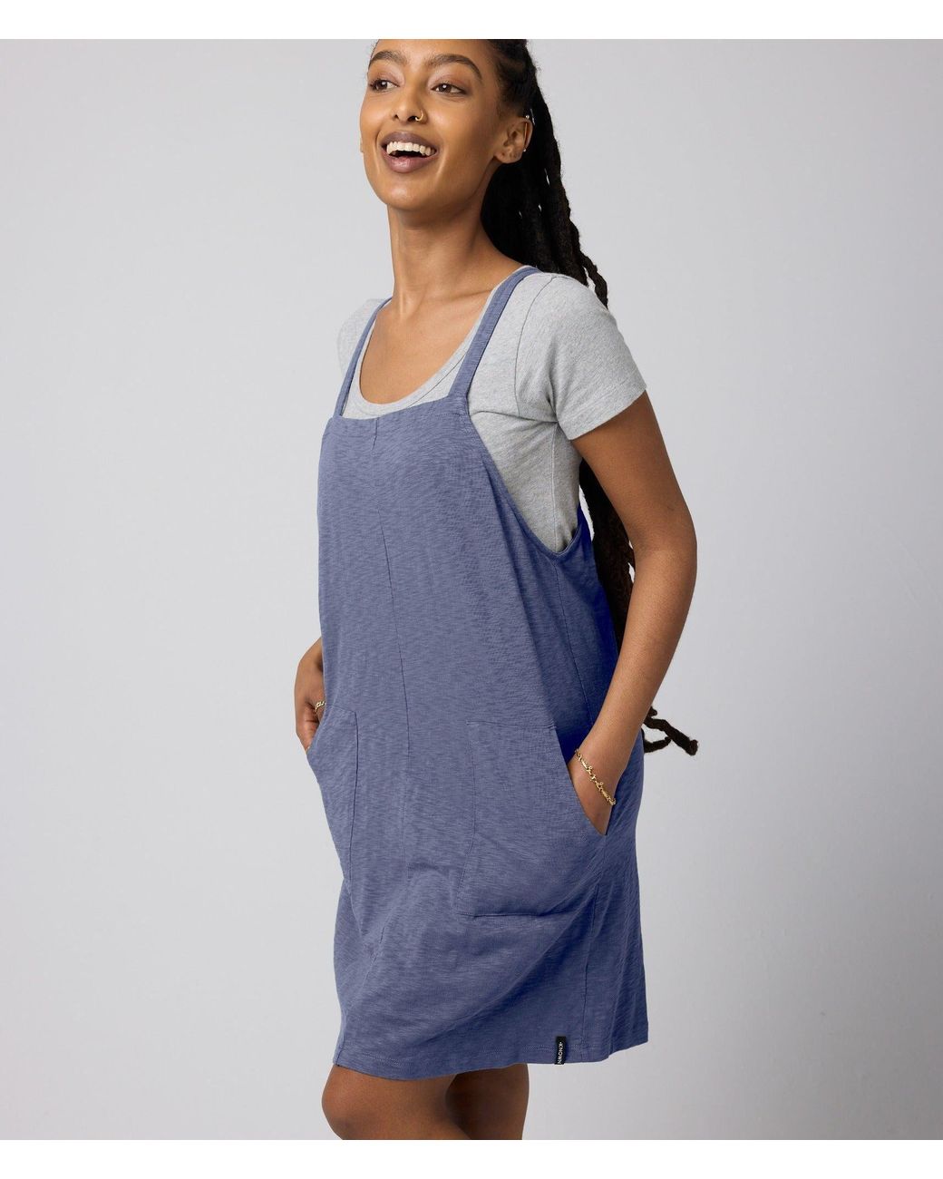 Known Supply Blue Overall Cotton Dress