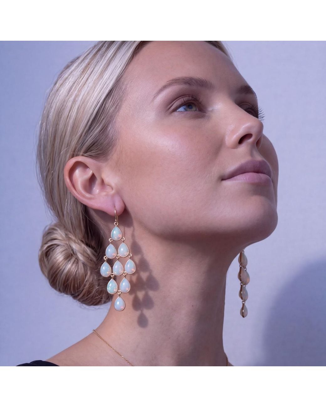 Latelita London Metallic Erviola Gemstone Cascade Earrings Opal