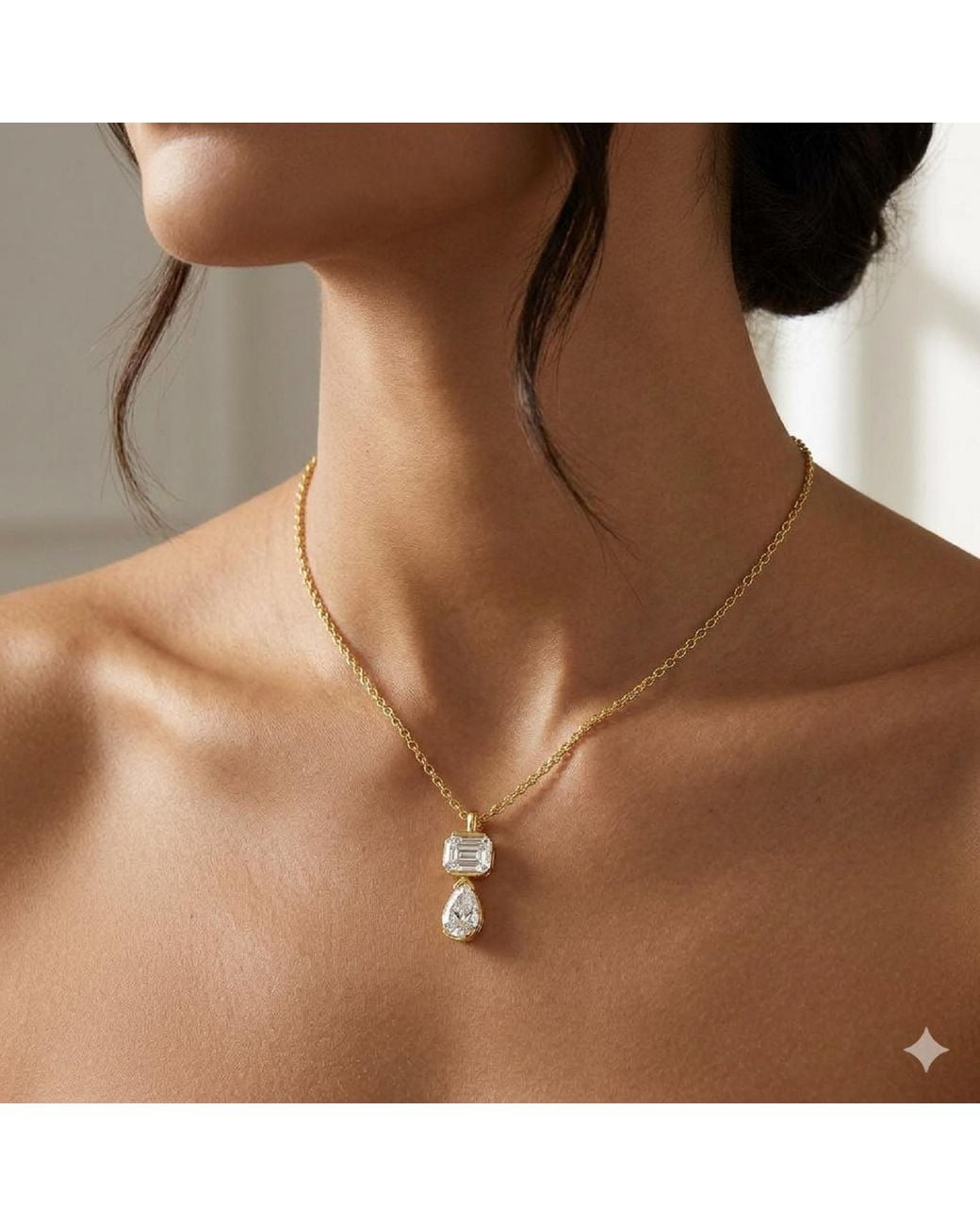 Artisan Metallic 14K Diamond Two-Stone Pendant Necklace