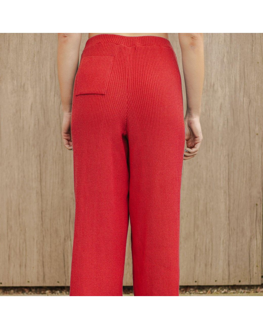 Cara & The Sky Red Martha Wide Leg Knitted Trousers Co-Ord