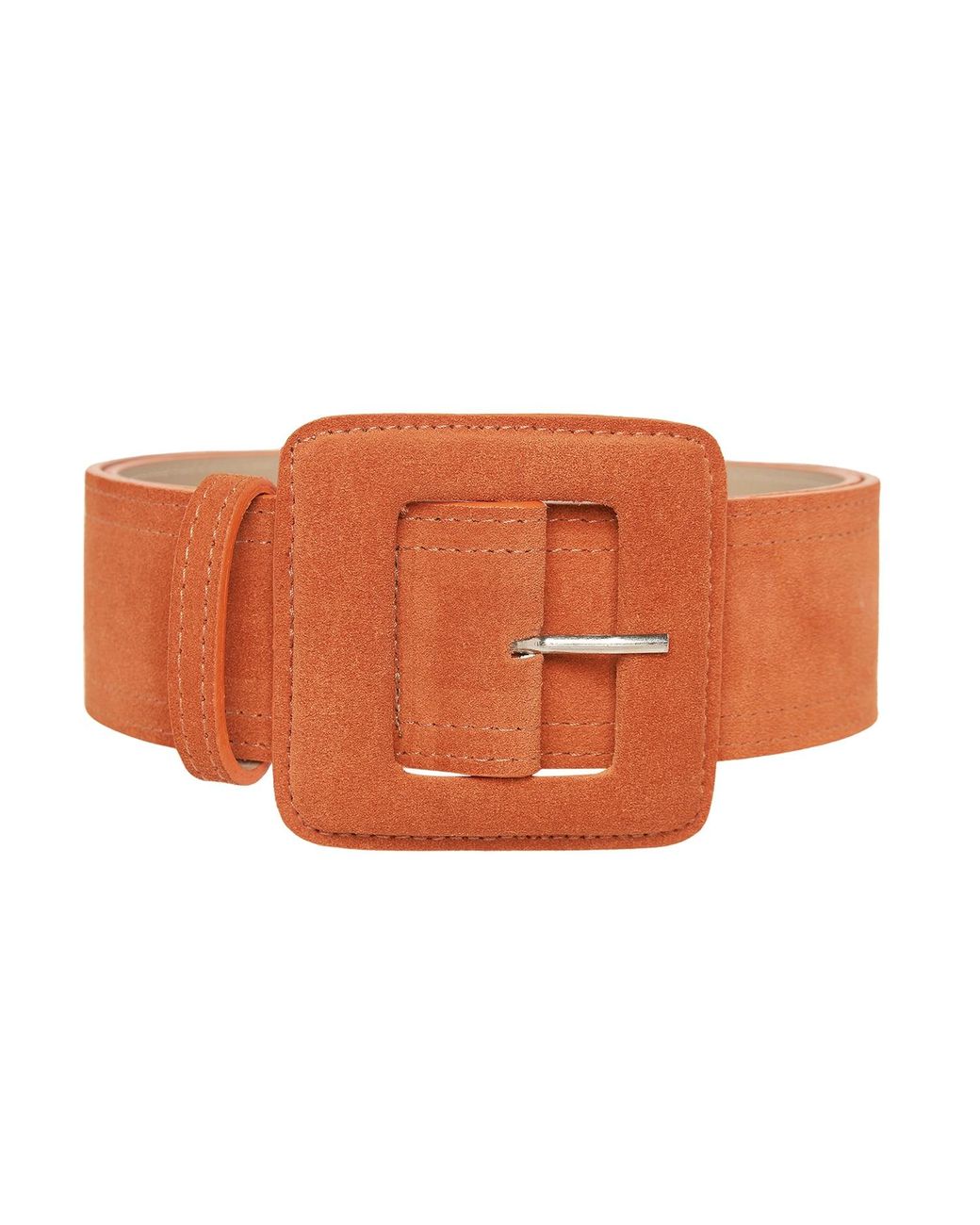 BeltBe Orange Suede Square Buckle Belt