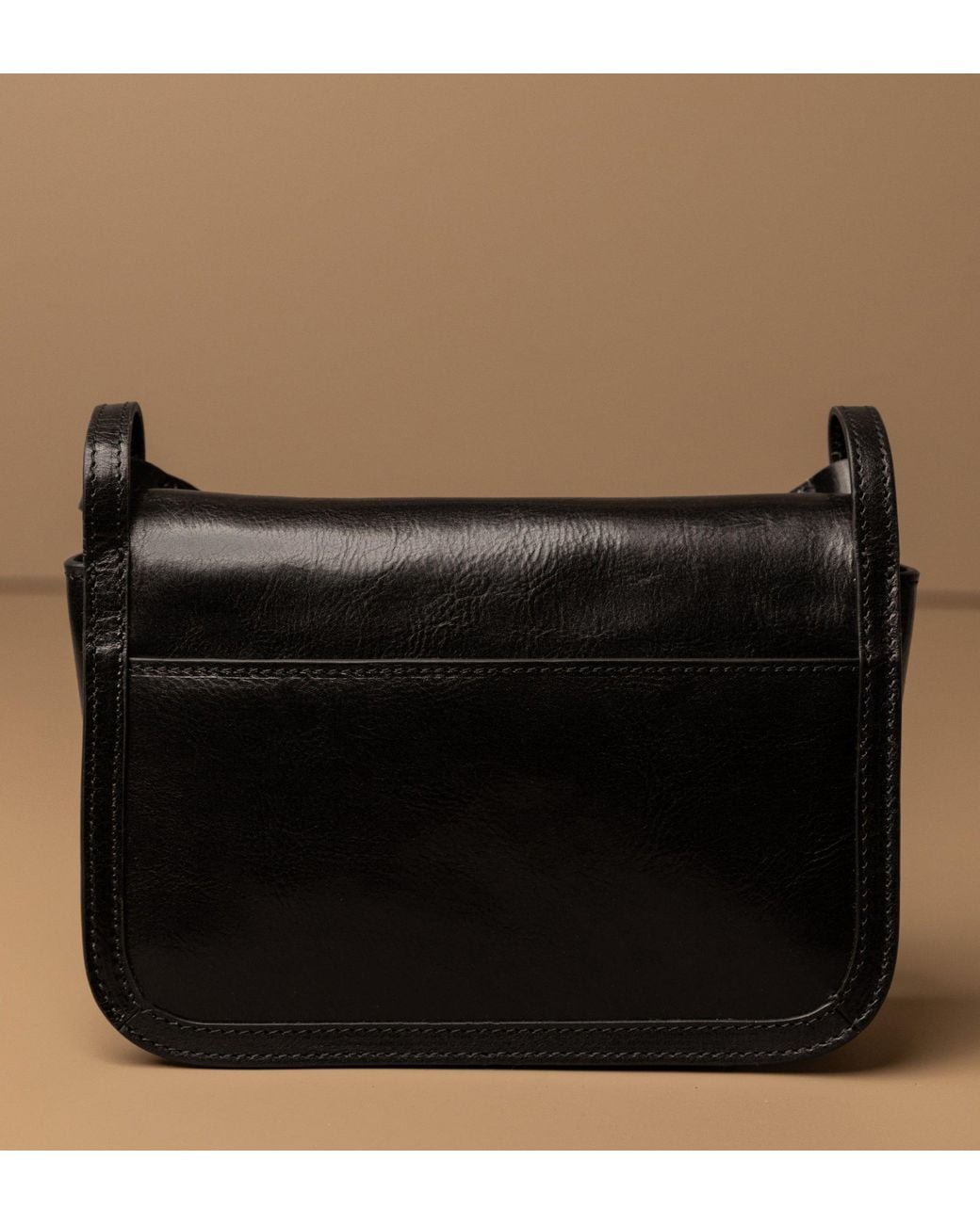 Time Resistance Black Leather Crossbody Bag For