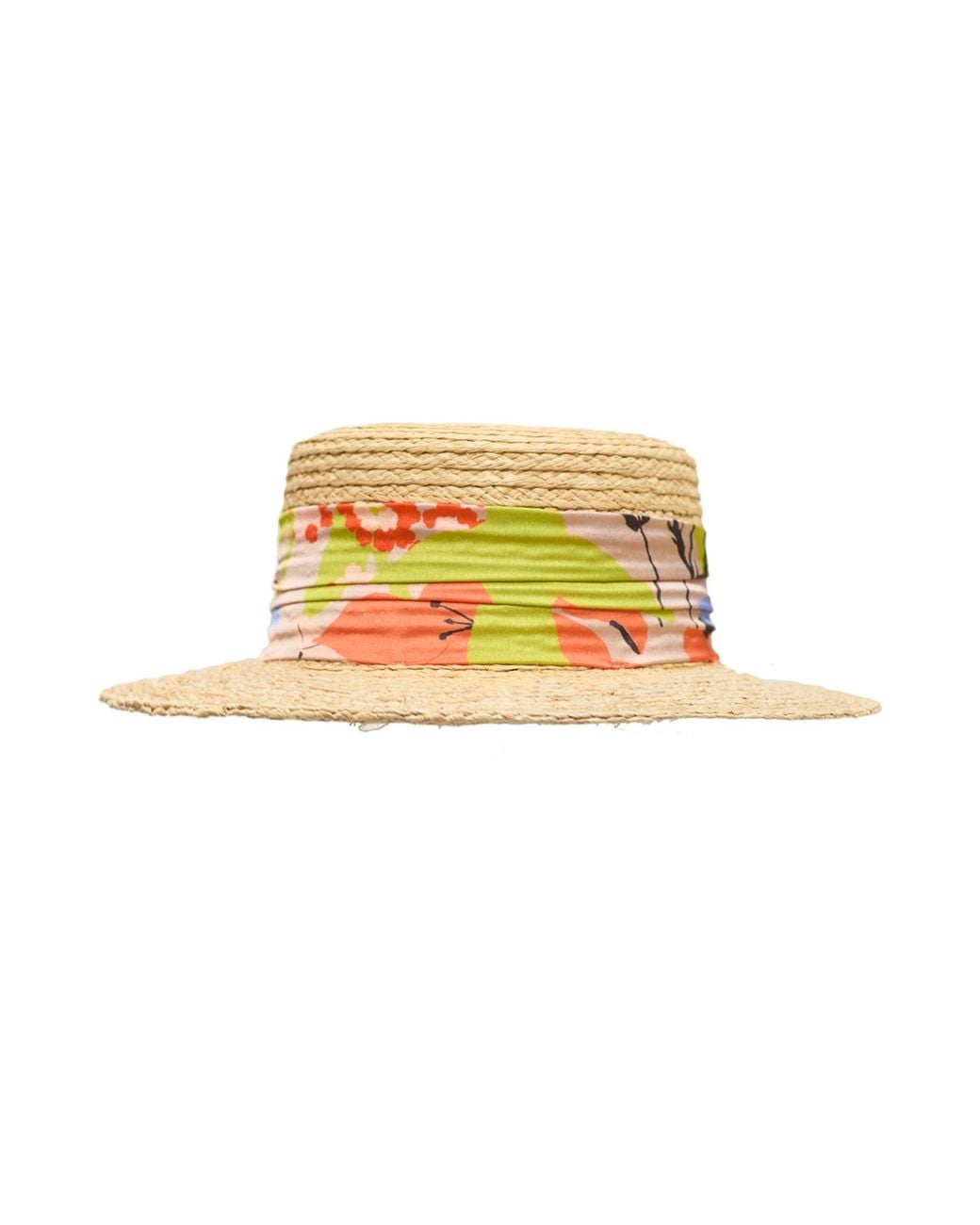 Lost Pattern Yellow Frida's Garden Raffia Hat With Ribbon Band