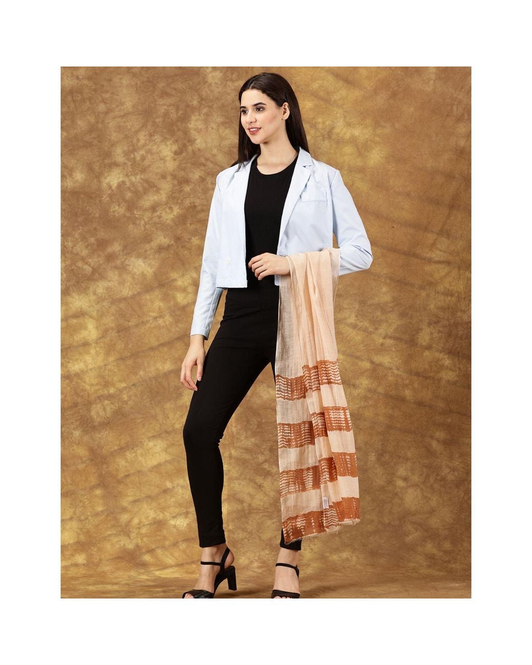 Heritagemoda Brown Neutrals Handwoven Silk Cotton Scarf
