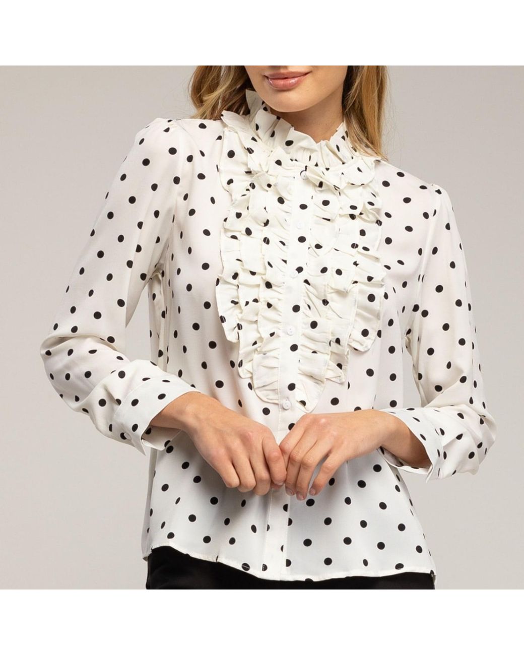Tantra Spain Sl White Polka Dot Blouse With Ruffles On The Chest