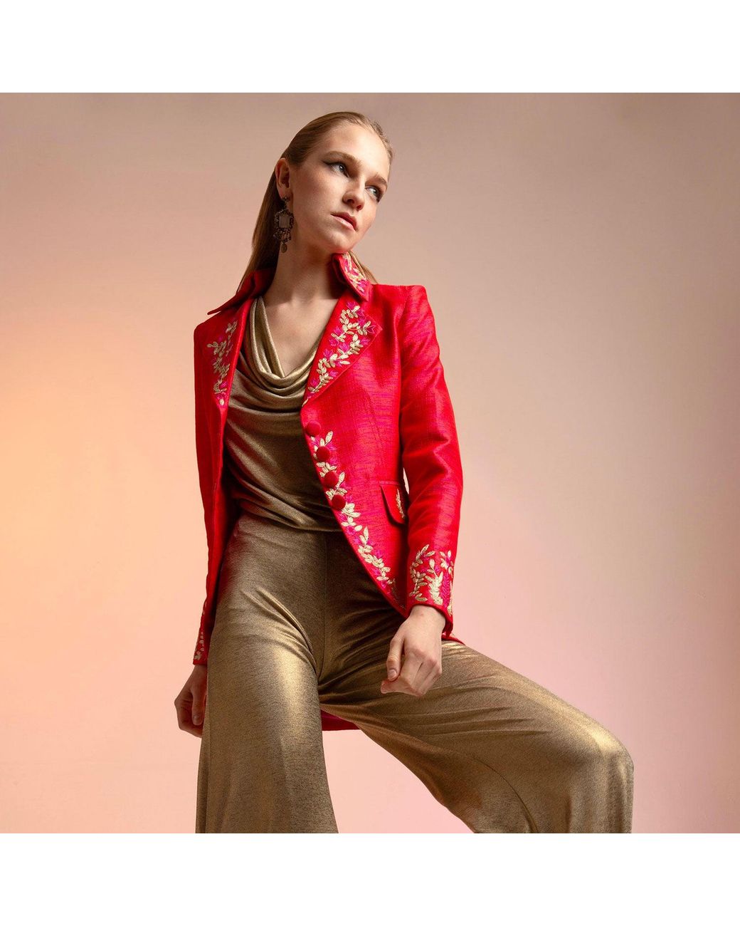 Beatrice von Tresckow Pink Cerise Pimpernel Longline Silk Jacket