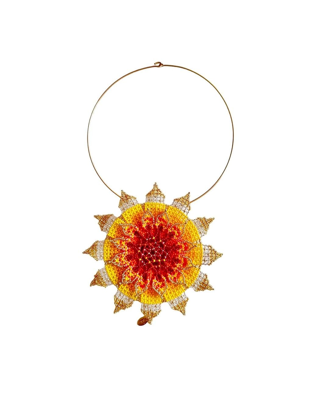 Iliana Arrazola Orange Flower Choker, And, Glass Beads, Beaded Jewelry