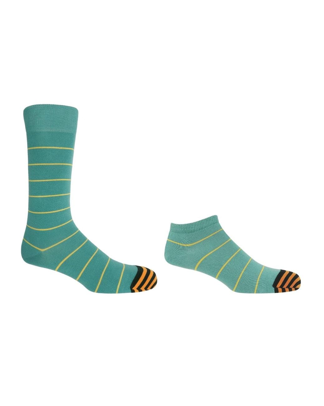Peper Harow - Made in England Green Thin Stripe Luxury Crew & Trainer Socks Bundle for men