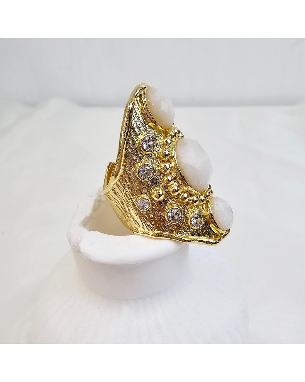 Farra Metallic Moonstone Statement Ring