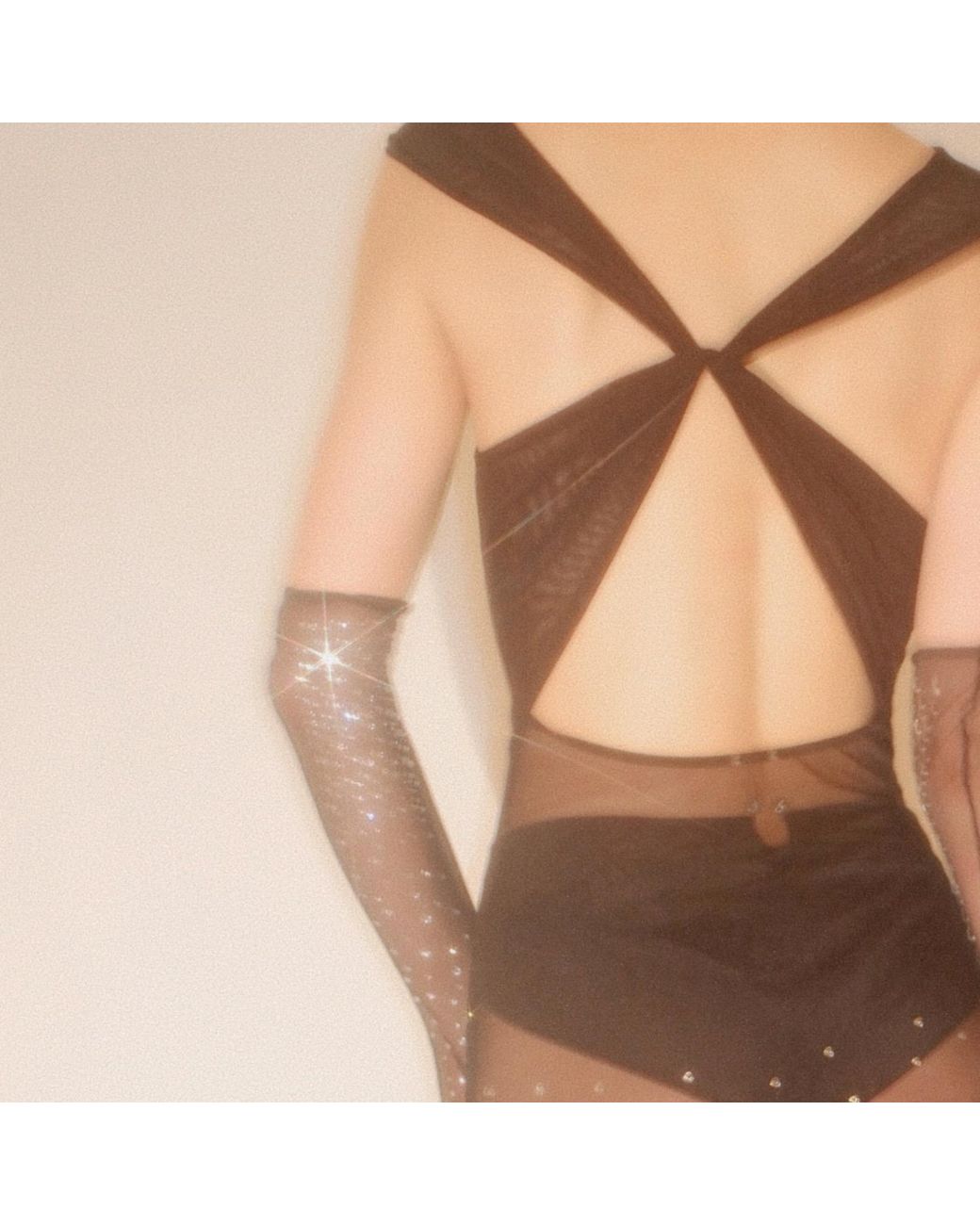 Empress Mimi Black Astria Sheer Dress With Crystal Details