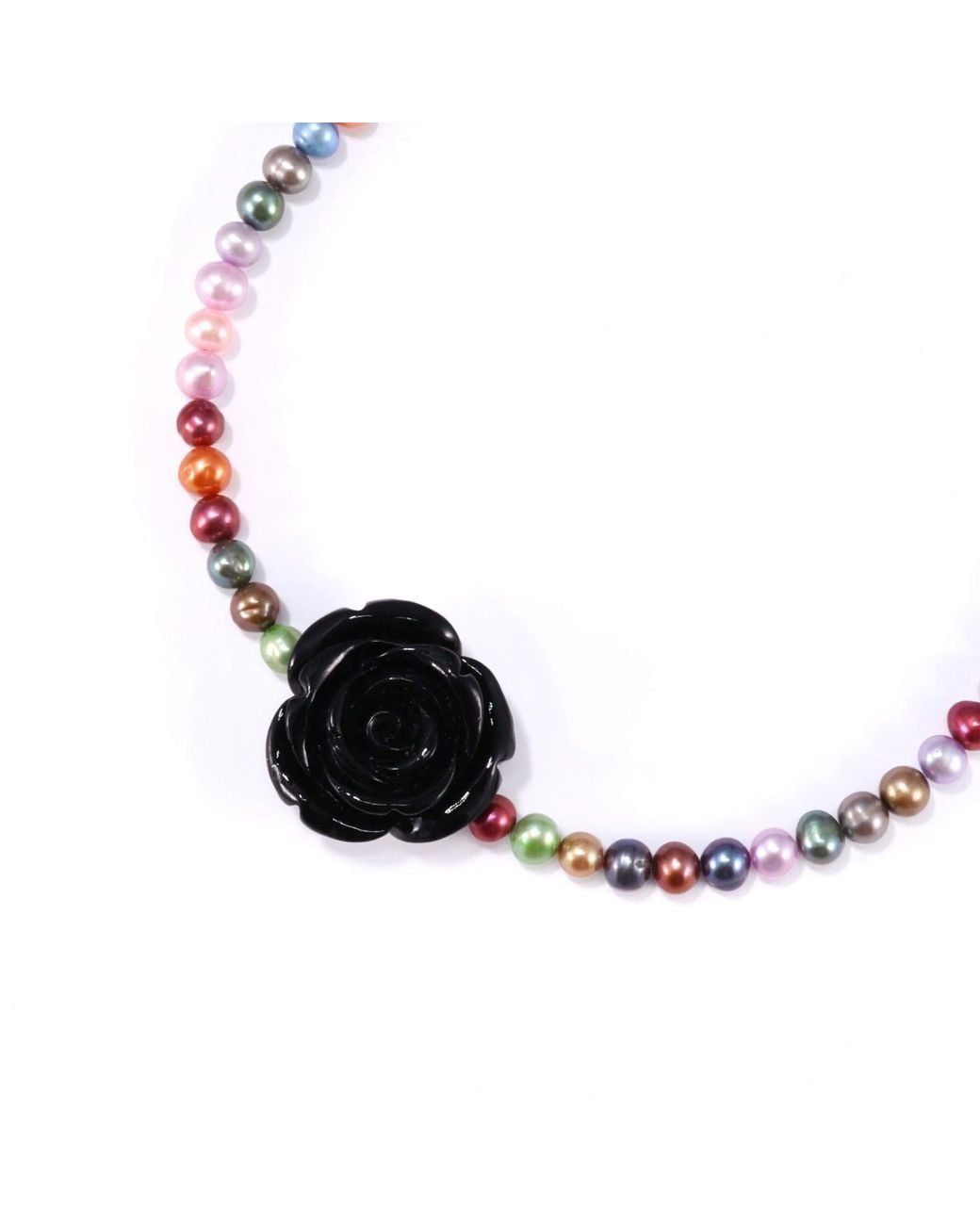 Mineralgems•Studio Black Multicolour Pearl Choker With Rose