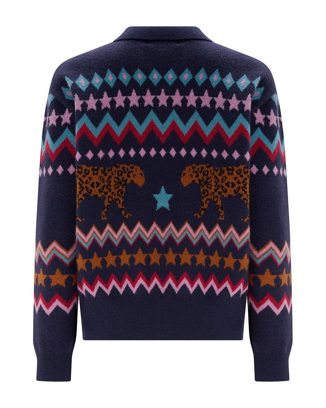 Sugarhill Blue Katlin Knitted Bomber Jacket Leopard
