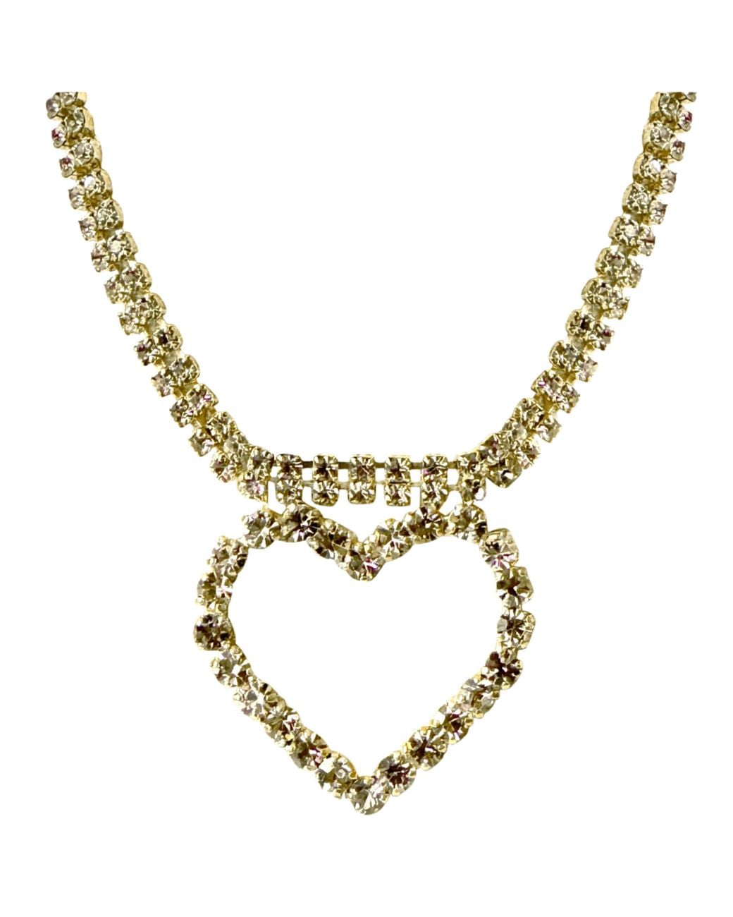 Laura Gray Metallic Diamond Crystal Heart Necklace