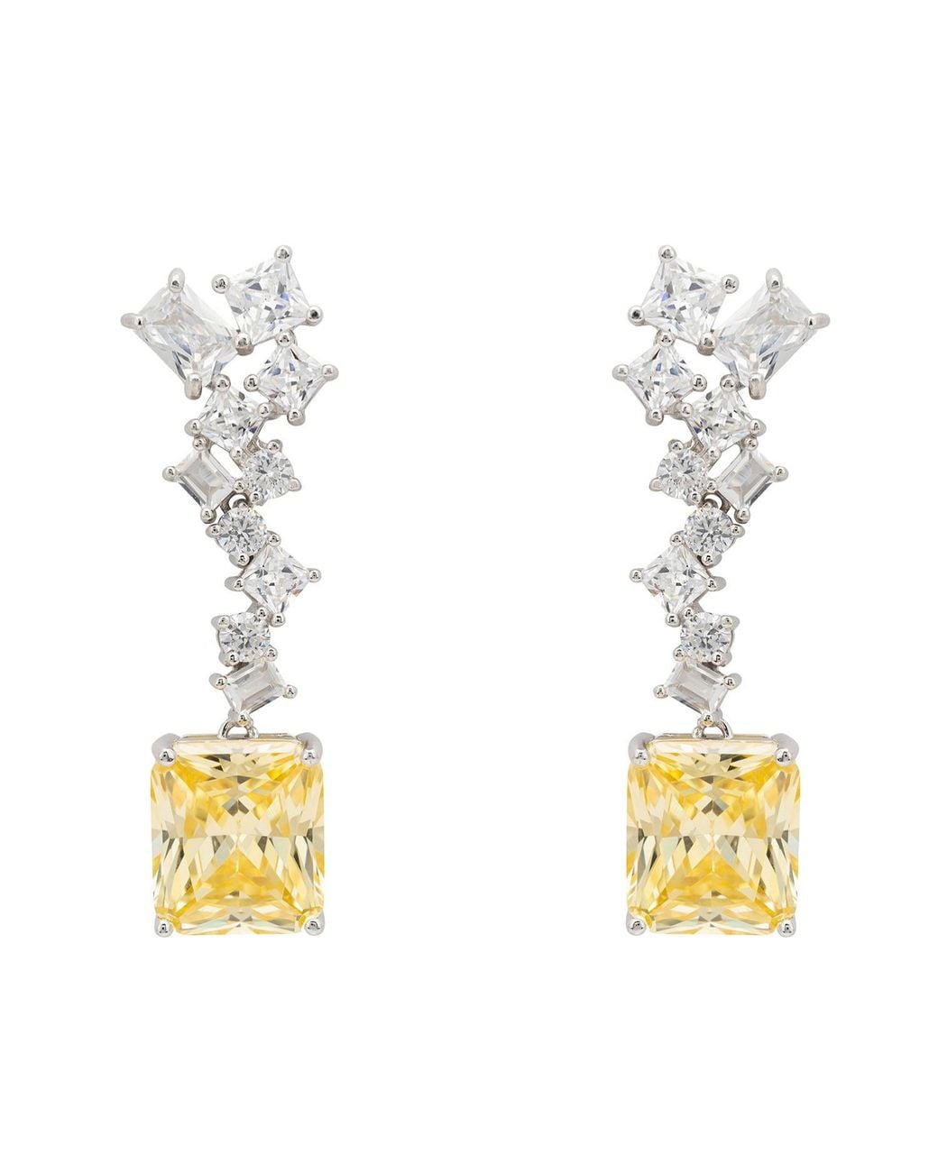 Latelita London Metallic Diana Lemon Topaz Drop Earrings