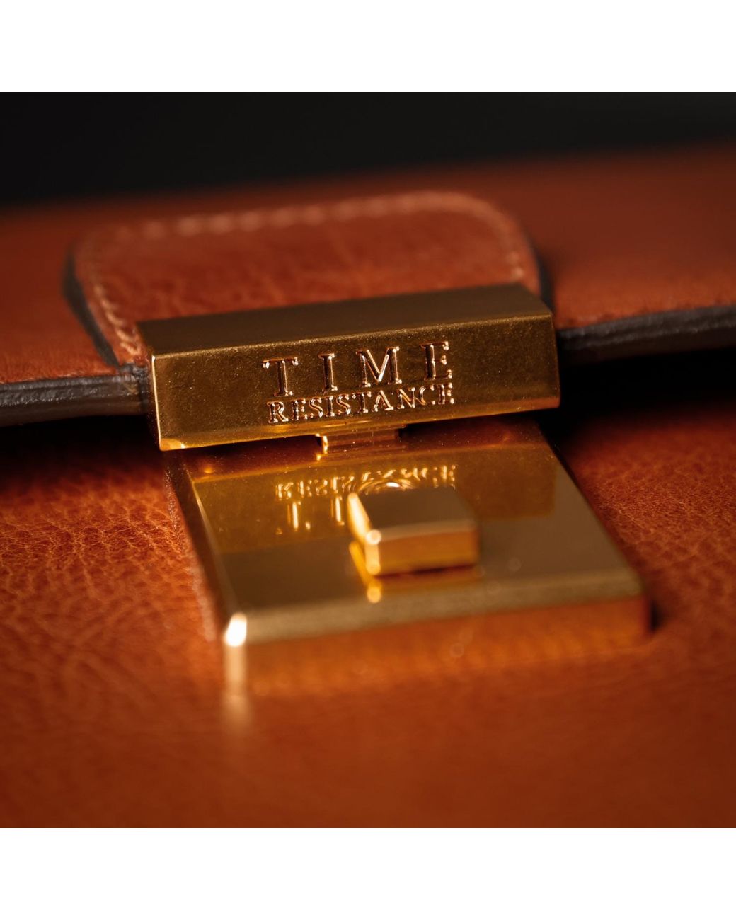 Time Resistance Brown Large Leather Briefcase for men