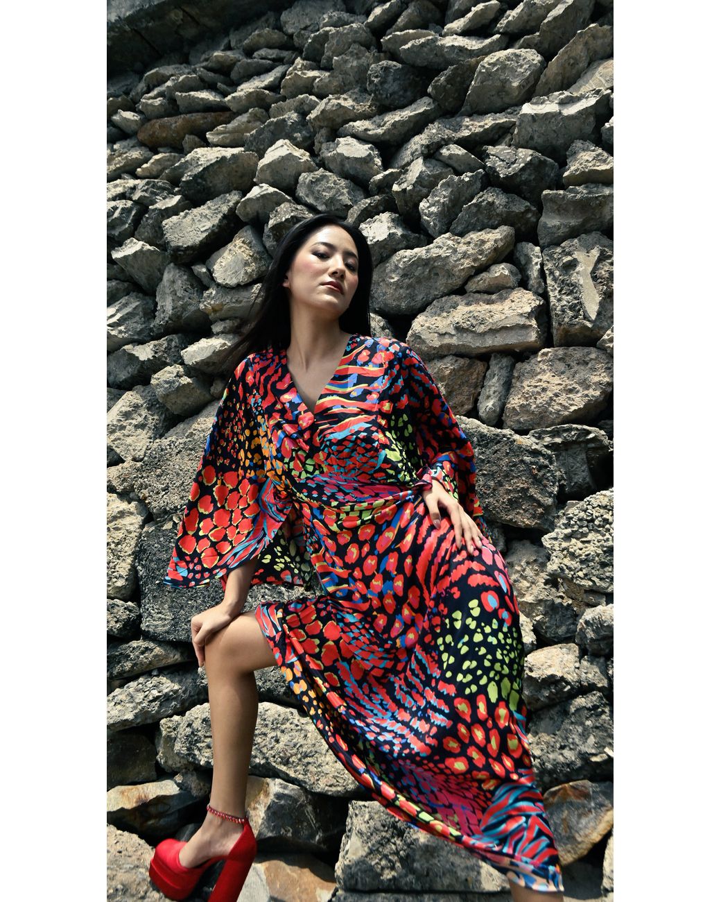 Any Old Iron Red Neon Animal Kyoto Dress