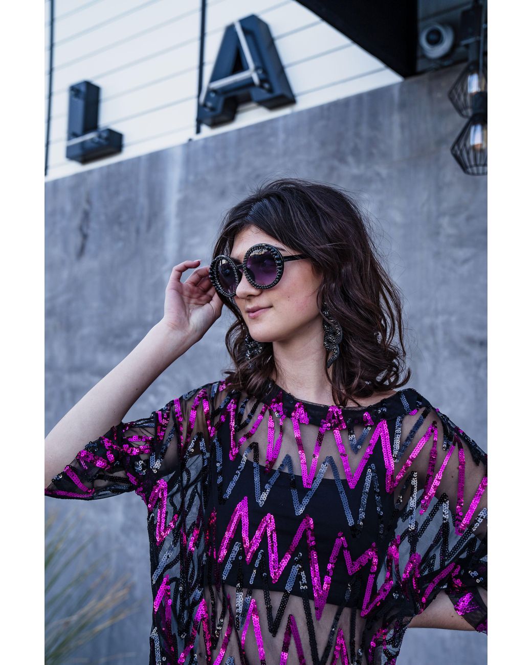 Jennafer Grace Black Studio Shimmer Side Split Tunic