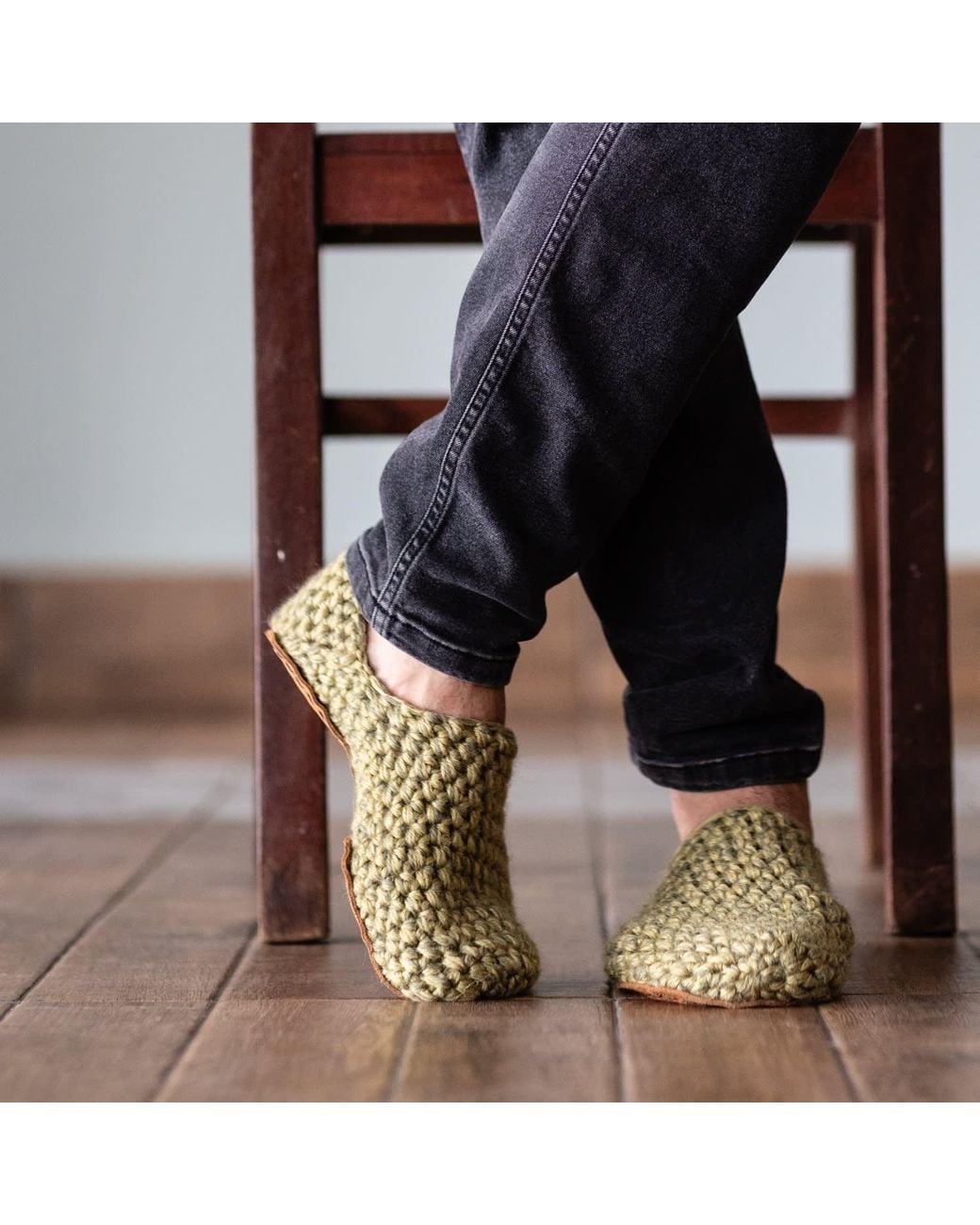 Kingdom of Wow Green Artisan Made Wool Slippers For