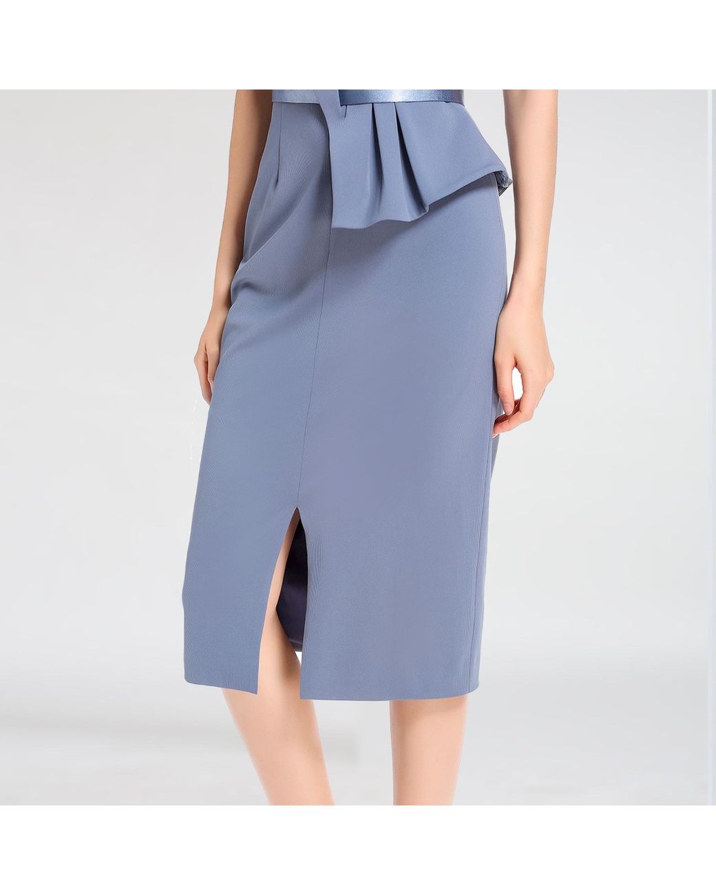 Smart and Joy Blue Asymmetric Peplum Dress