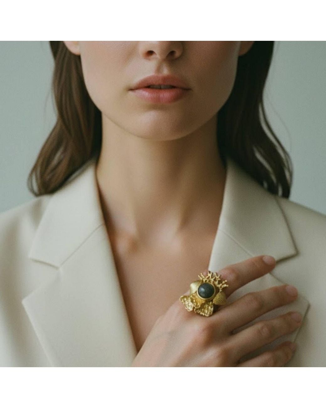 Silver & Elegant Co. Metallic Statement Coral Bronze Ring