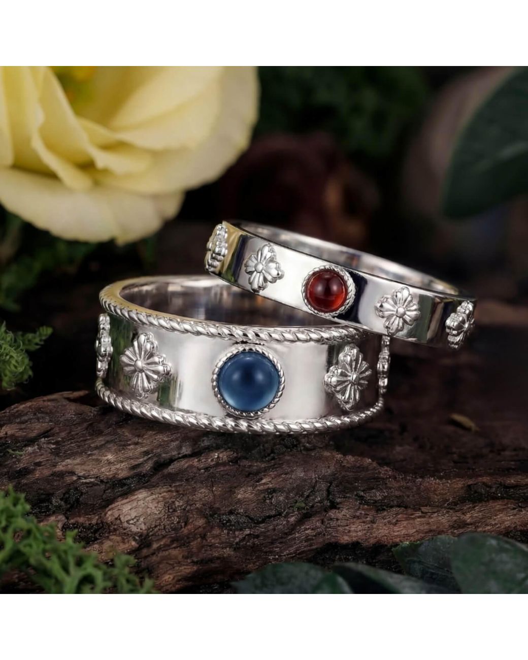 Azura Jewelry New York White Howl's Moving Castle Mozambique Garnet Ring Vermeil