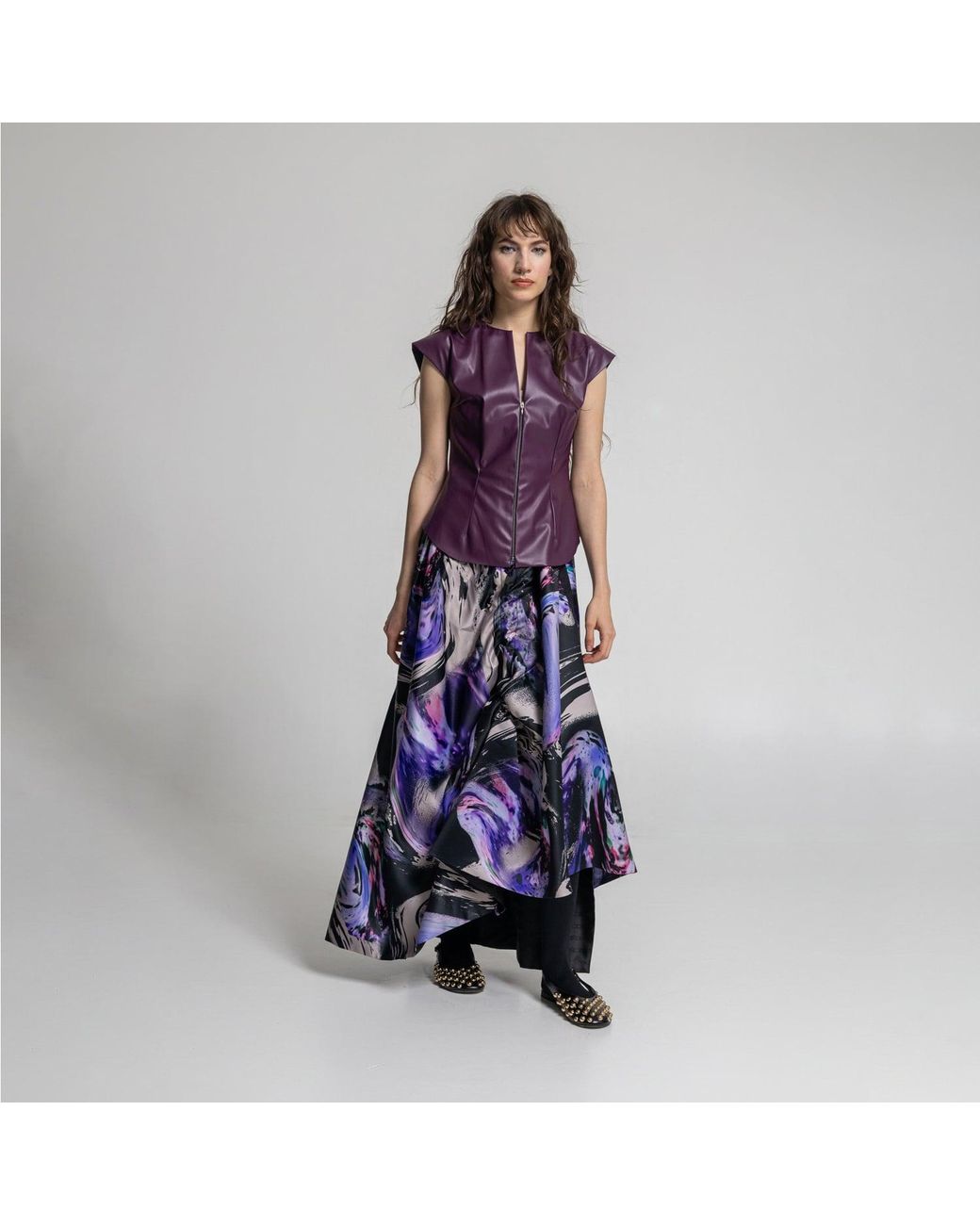 ARTISTA Blue Queeny Draped Asymmetric Maxi Skirt