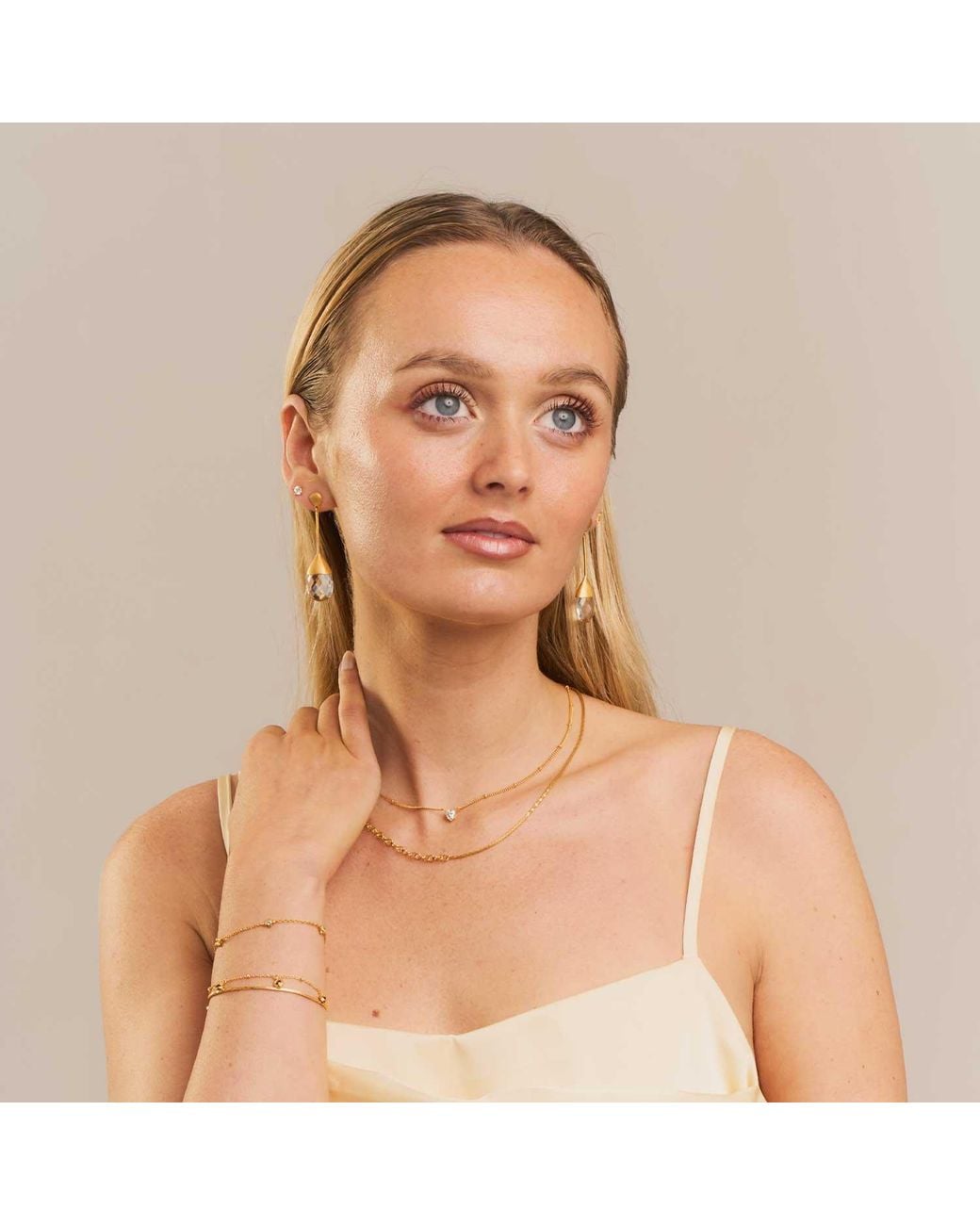 Moon London Metallic Icy Neutral Crystals Drop Earrings