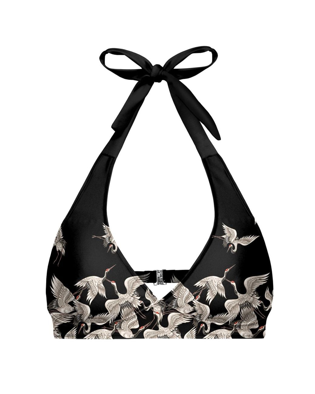Aloha From Deer Black Cranes Halter Neck Bikini Top