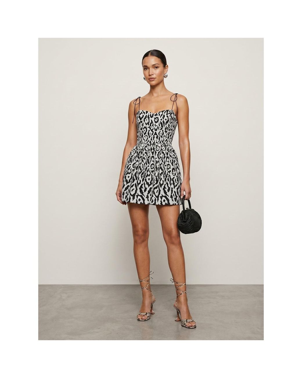 2KStyle Blue Brandy Spaghetti Straps Animal Print Jacquard Mini Dress