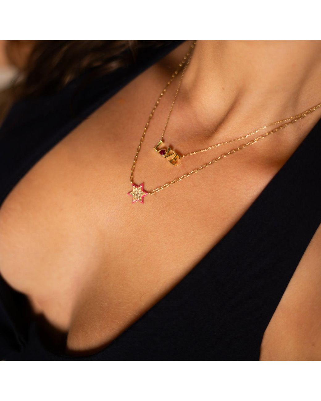 Ebru Jewelry Metallic Divine Star Of David Enamel Necklace