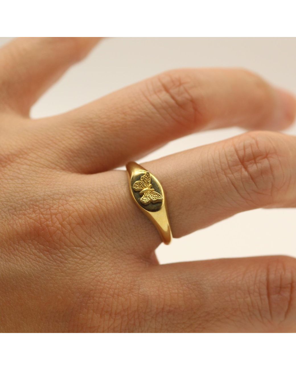 VicStoneNYC Fine Jewelry Metallic Vermeil Butterfly Signet Ring