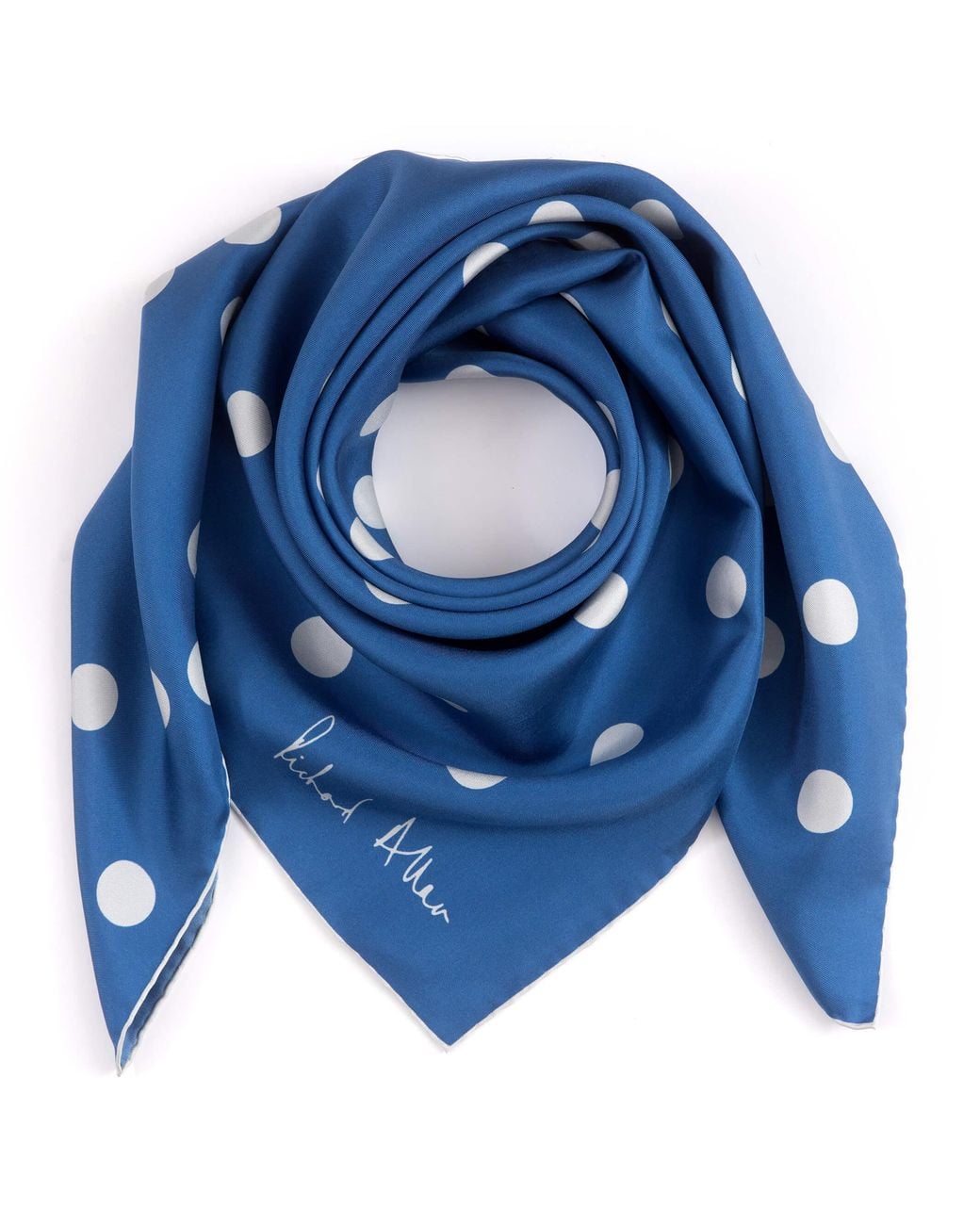 Richard Allan London Blue Large Polka Silk Scarf