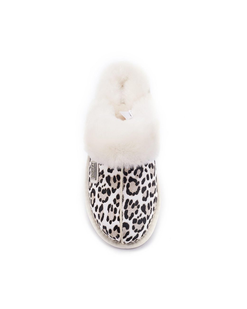 Australia Luxe White Closed Mule Slippers Snow Leopard