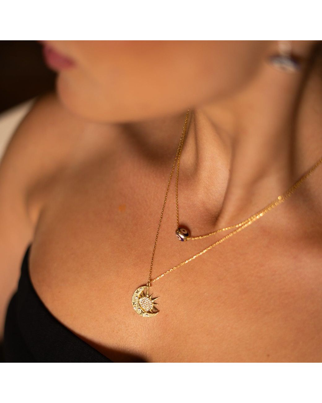 Ebru Jewelry Metallic Guardian Evil Eye Minimalist Necklace