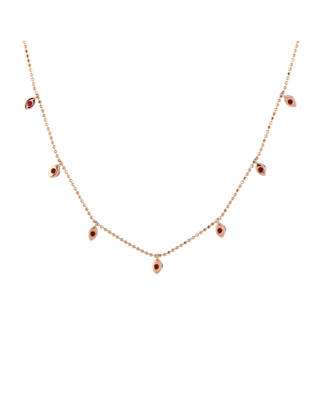 Artisan White 18K Ruby Gemstone Station Necklace