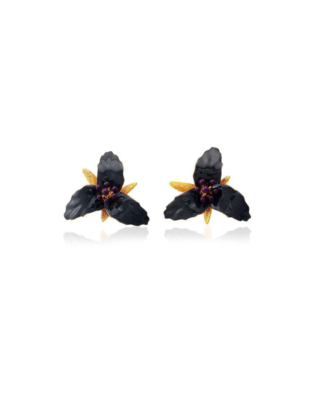 Milou Jewelry Gray Lily Flower Earrings